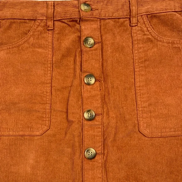 Kensie Corduroy Button Front Mini Skirt Ginger Biscuit NWT 8 - Picture 5 of 13